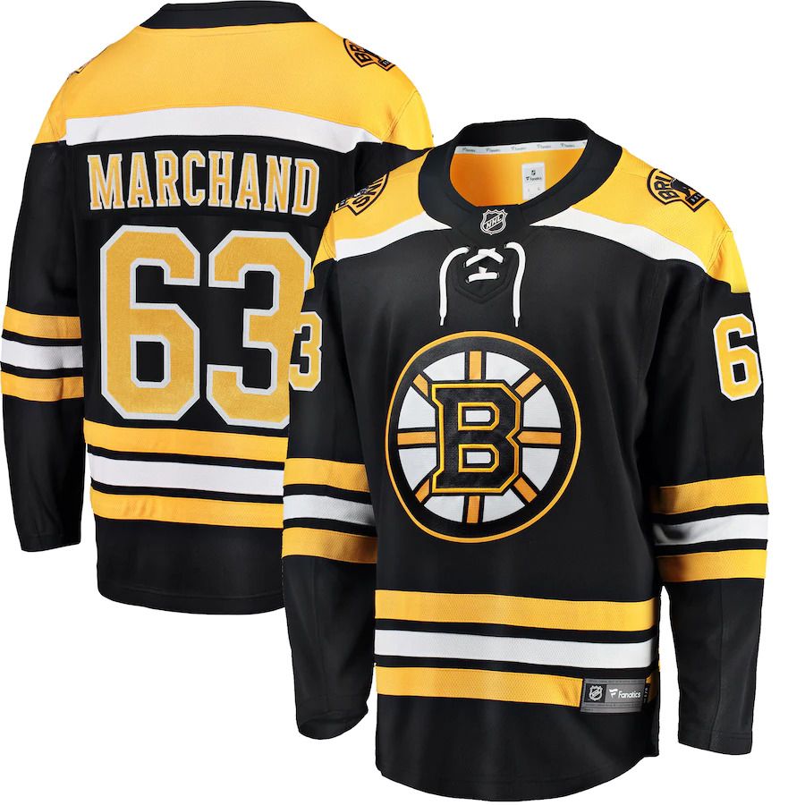 Men Boston Bruins 63 Brad Marchand Fanatics Branded Black Breakaway Player NHL Jersey